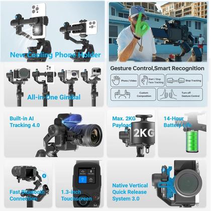 Imagem de Estabilizador Gimbal FeiyuTech SCORP Mini 3 Carga de 2 kg AI