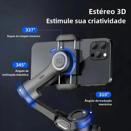 Imagem de Estabilizador Gimbal Portátil para Smartphone - Rastreamento Facial AI 3 Eixos (iPhone e Android)