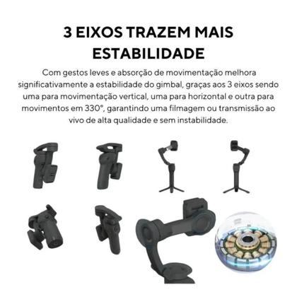 Imagem de Estabilizador Gimbal S5 3 Eixos Peining Smartphone celulares cor:Branco