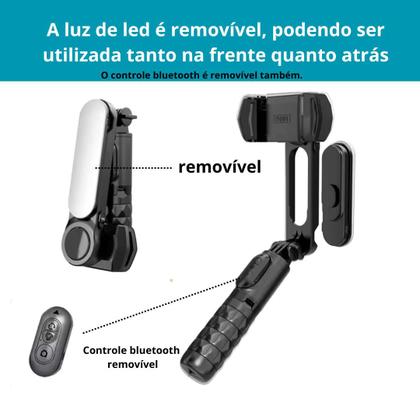 Imagem de Estabilizador Gimbal Selfie Tripé Led Autom. Bluetooth Q09