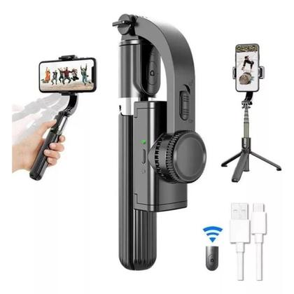 Imagem de Estabilizador Gimbal Smartphones Soleste Bluetooth Tripé Cor Preto