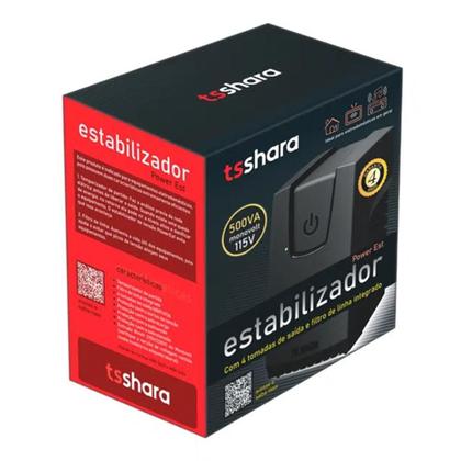 Imagem de Estabilizador TS Shara Powerest 500VA, 115V, 4 Tomadas, Preto - 9114
