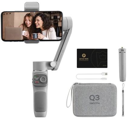 Imagem de Estabilizador Zhiyun Smooth Q3 Combo Gimbal 3 Eixos para Smartphone com Luz LED Tripé e Bolsa