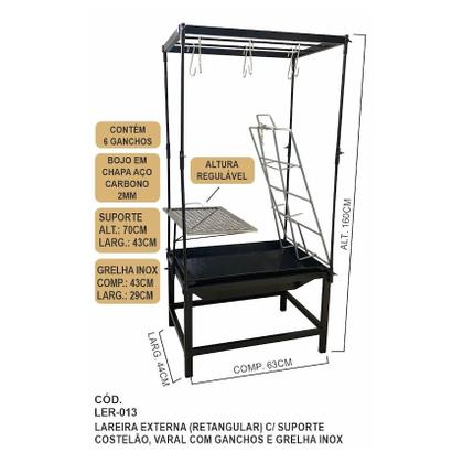 Imagem de Estação Churrasco Fogo de Chão Lareira Grelha Aço e Varal