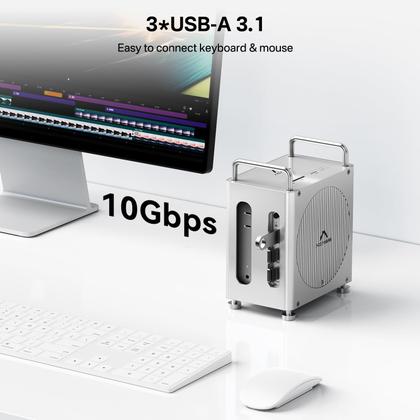 Imagem de Estação de acoplamento ACASIS Mac mini M4 com gabinete SSD NVMe de compartimento duplo