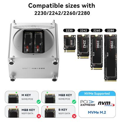 Imagem de Estação de acoplamento ACASIS Mac mini M4 com gabinete SSD NVMe de compartimento duplo