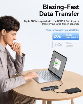 Imagem de Estação de acoplamento Baseus Dual Monitor 10 Gbps 10 em 1 com PD 100