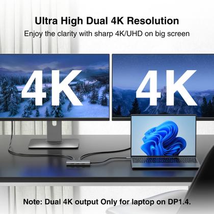 Imagem de Estação de acoplamento USB-C ABIWAZY com monitor duplo para notebook Dell HP