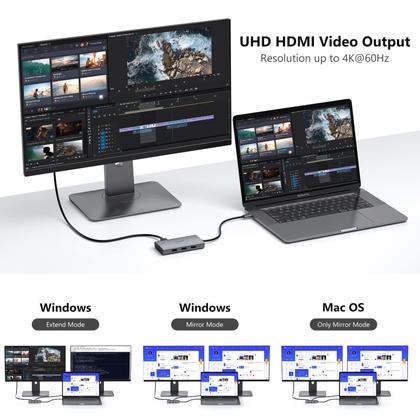 Imagem de Estação de acoplamento USB-C ABIWAZY com monitor duplo para notebook Dell HP