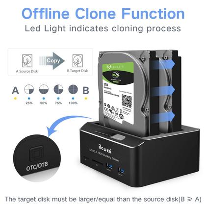 Imagem de Estação de ancoragem de disco rígido de SATA para USB 3.0 Dual Bay