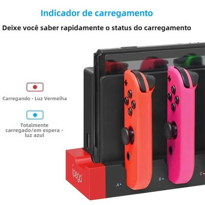 Imagem de Estação de Carregamento 4 em 1 Ipega PG-9186 para Joycon e Nintendo Switch/OLED