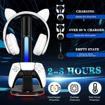 Imagem de Estação de carregamento e suporte para fone de ouvido PS5 JDGPOKOO com RGB