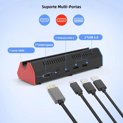 Imagem de Estação De Carregamento Portátil Nintendo Switch OLED Com HDMI 4K E Porta USB 2.0 Tipo C