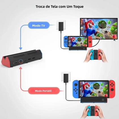 Imagem de Estação De Carregamento Portátil Nintendo Switch OLED Com HDMI 4K E Porta USB 2.0 Tipo C