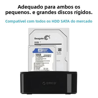 Imagem de Estação De Docagem Para HDD E SSD De Duas Baías ORICO 2.5/3.5 Polegadas SATA USB 3.0 Com Adaptador