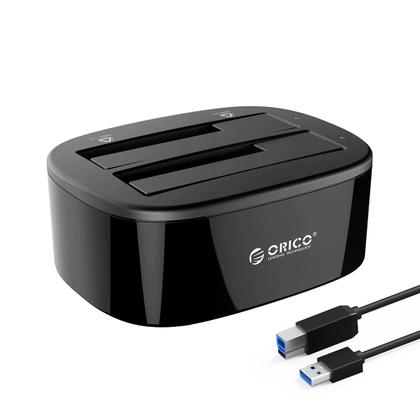 Imagem de Estação De Docagem Para HDD E SSD De Duas Baías ORICO 2.5/3.5 Polegadas SATA USB 3.0 Com Adaptador