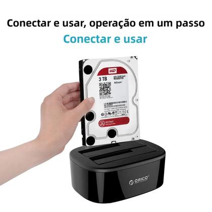 Imagem de Estação De Docagem Para HDD E SSD De Duas Baías ORICO 2.5/3.5 Polegadas SATA USB 3.0 Com Adaptador