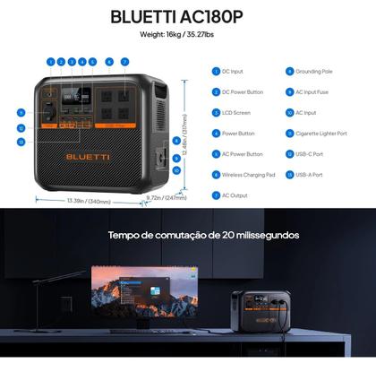 Imagem de Estação De Energia Portátil 1800w Gerador Bluetti Ac180p