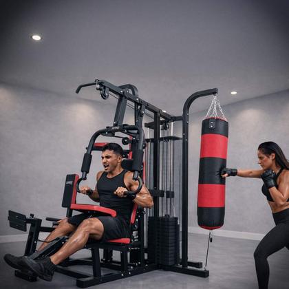 Estação de Musculação Multifuncional com 68 kg de Peso Aparelho