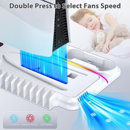 Imagem de Estação de resfriamento heclynis para PS5/PS5 Slim com carregador de controlador