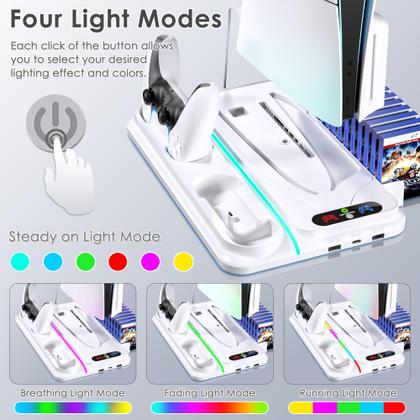 Imagem de Estação de resfriamento heclynis para PS5/PS5 Slim com carregador de controlador