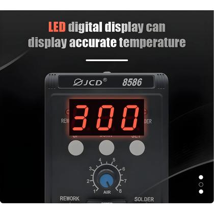 Imagem de Estação de Solda JCD 8586 2 em 1 com Display LCD - Retrabalho SMD e Pistola de Ar Quente