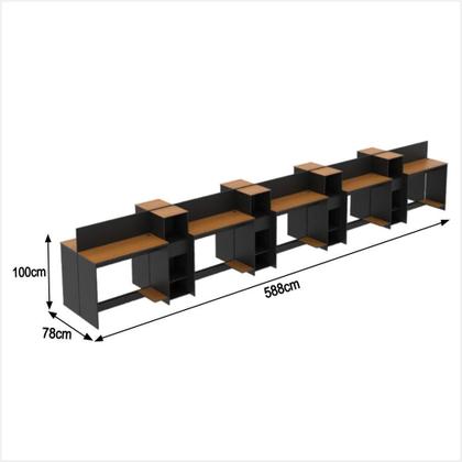 Imagem de Estação de Trabalho 10 Lugares Smart Office 10 Mesas 8 Armários Livreiro