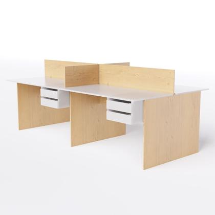 Imagem de Estação de trabalho 4 Lugares com gavetas 3,00x1,20 e 2 Armários