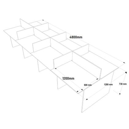 Imagem de Estação de trabalho 8 Lugares com gavetas 4,80x1,20 e 2 Armários