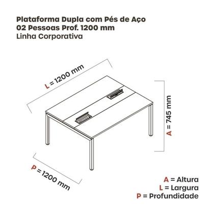 Imagem de Estação de Trabalho Mesa Plataforma Escritório Dupla para 2 Pessoas com Caixa de Tomada PDC