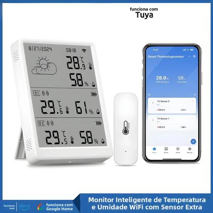 Imagem de Estação Meteorológica Inteligente WiFi Com Sensor De Temperatura Tuya, Kit Termo-higrômetro Com