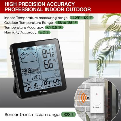 Imagem de Estação meteorológica Wittime 2180 com relógio atômico e sensor