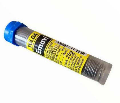 Imagem de Estanho Solda 1mm C/ Fluxo AA (Resina) Tubo Azul 25g - EMAVI