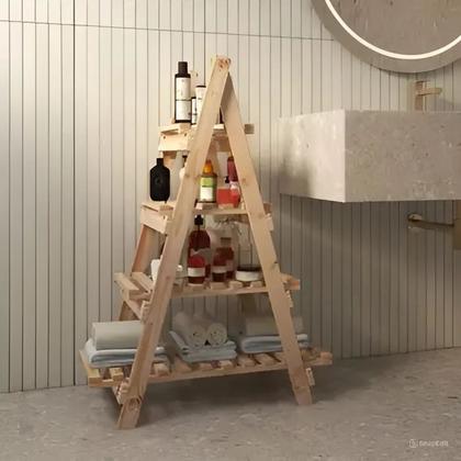 Imagem de Estante 4 Pinus Escada Charme e Versatilidade Rústico