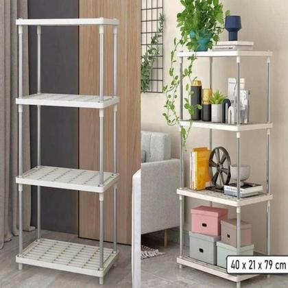 Imagem de Estante 4 Prateleiras Multiuso Desmontável  Organizador Quarto, Cozinha, Banheiro e Escritório