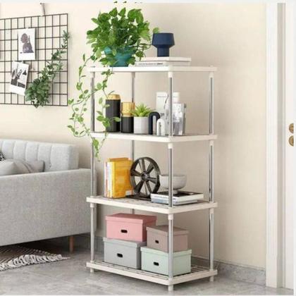 Imagem de Estante 4 Prateleiras Multiuso Desmontável  Organizador Quarto, Cozinha, Banheiro e Escritório