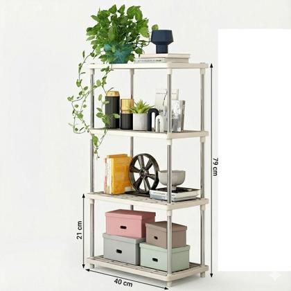 Imagem de Estante 4 Prateleiras Multiuso Desmontável  Organizador Quarto, Cozinha, Banheiro e Escritório