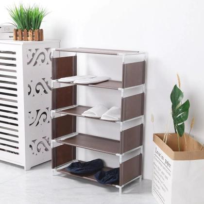 Imagem de Estante 5 prateleiras sapateira multiuso organizador sapatos roupas brinquedos 10 pares lavanderia quarto sala