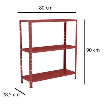Imagem de Estante Aço 3 Prateleiras Livros Cozinha Quarto EAF007 Vermelho