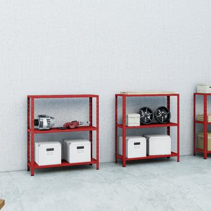 Imagem de Estante Aço 3 Prateleiras Livros Cozinha Quarto EAF007 Vermelho