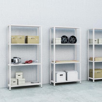 Imagem de Estante Aço 4 Prateleiras Livros Cozinha Quarto EAF006 Branca