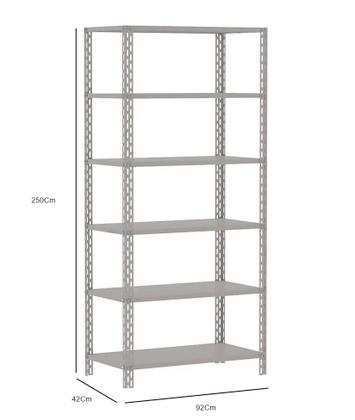 Imagem de Estante Aço 6 Prateleiras Reforçad 250x92x42 C/Oblongo 10104