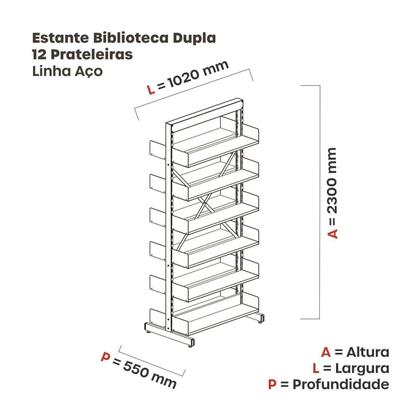 Imagem de Estante Aço Biblioteca Dupla sem Base