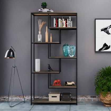Imagem de Estante Alta Florença Carvalho Dark e Preta