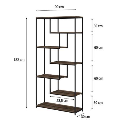 Imagem de Estante Alta Florença Carvalho Dark e Preta