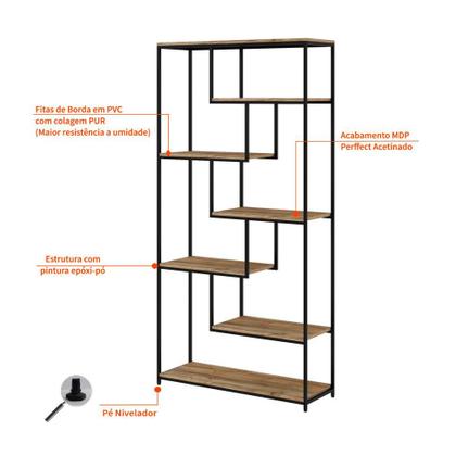 Imagem de Estante Alta Florença Carvalho e Preta