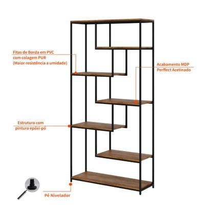 Imagem de Estante Alta Florença Mel e Preta