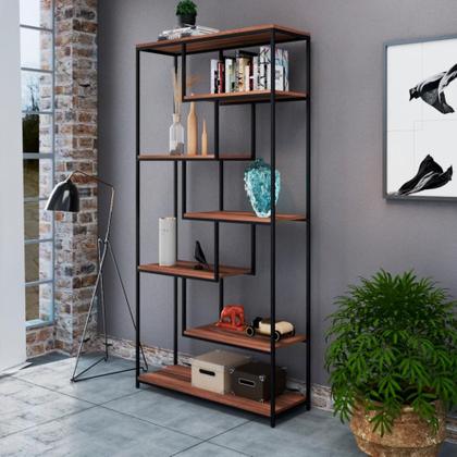 Imagem de Estante Alta Florença Nogal e Preta