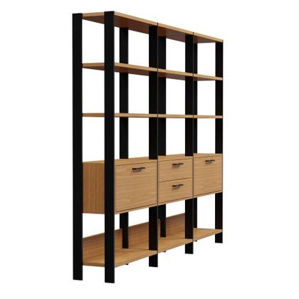 Estante Annency 2 PT 2 GV Freijó e Preta 216 cm - Mobly Imagem de Estante Annency 2 PT 2 GV Freijó e Preta 216 cm