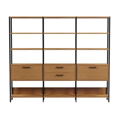 Estante Annency 2 PT 2 GV Freijó e Preta 216 cm - Mobly Imagem de Estante Annency 2 PT 2 GV Freijó e Preta 216 cm